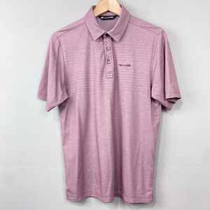 Travis Mathew Polo Shirt Size S Pink Red Golf Casual Pima Cotton Knit Top Stripe